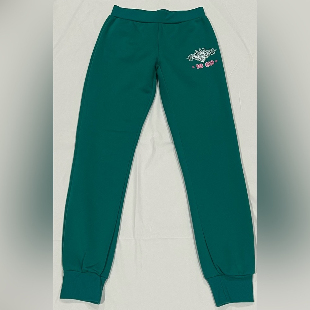 Kids Green Embroidered Sweatpants